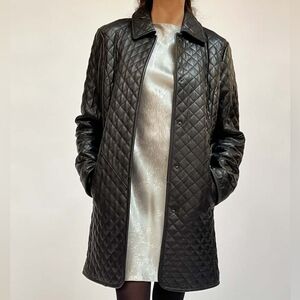 Neiman Marcus Black Quilted Leather Jacket